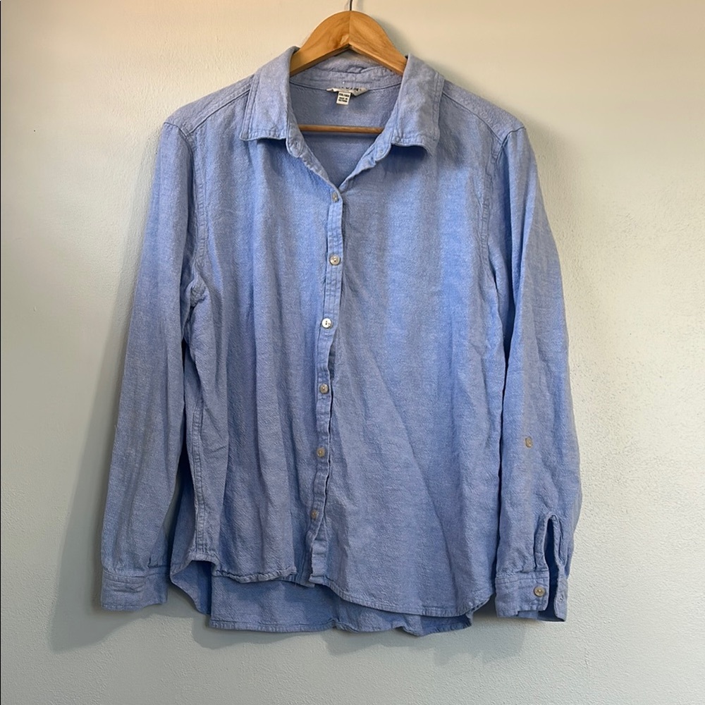 Blue Casual Button Down Shirt with Relaxed Fit